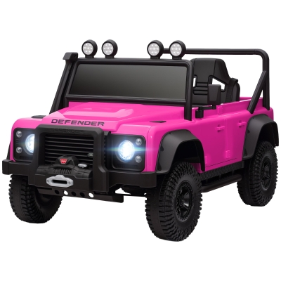 Qaba Land Rover Licensed Kids Ride on Truck with Remote Control, Spring Suspension, LED Lights, 3 Speed for Ages 3-5, Pink