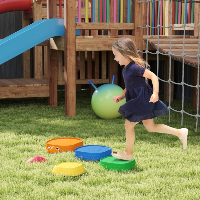 Qaba Ladybug Balance Stepping Stones for Promoting Balance Coordination and Strength, Outdoor & Indoor Obstacle Course