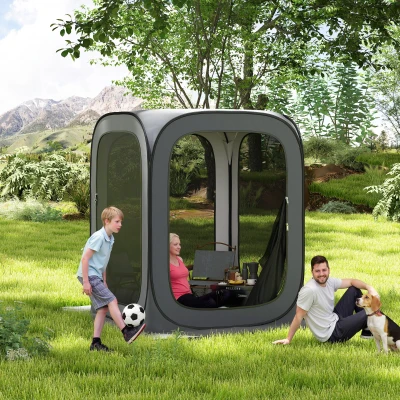 Outsunny 6x6ft Portable Camping Gazebo Tent with Carry Bag, Gray