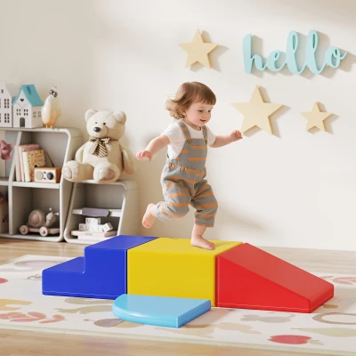 Qaba Foam Play Set for Toddlers, Crawling & Sliding, Multicolor