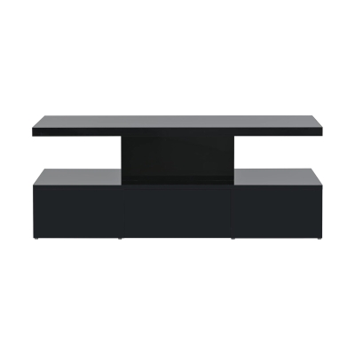 Modern High-Gloss Coffee Table with Hidden Drawer, Durable Particle Board, Modern Design, Easy to Install, 39.5" L x 19.5" W x 15.5" H, Black