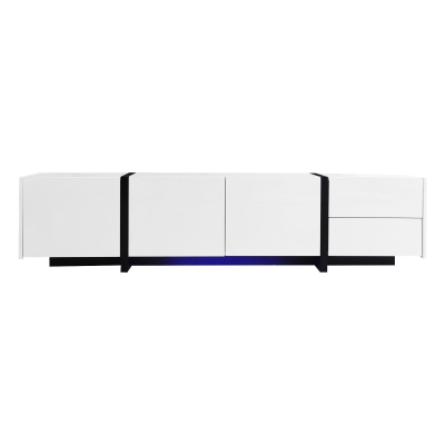 Modern TV Cabinet with High Gloss Finish, Ample Storage with Drawers and Cabinets, Easy Installation, 67" L x 11.5" W x 11.5" H, White