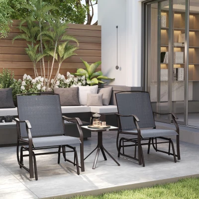 Outsunny 3-Piece Outdoor Glider Chair Set, Gray