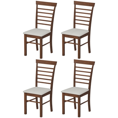 HOMCOM Set of 4 Farmhouse Upholstered Dining Chairs, Dark Brown