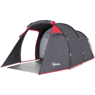 Outsunny Pop Up Camping Tent for 2-3 Person Tent with Screen Room Zippered Doors Carry Bag for Fishing Hiking Dark Grey