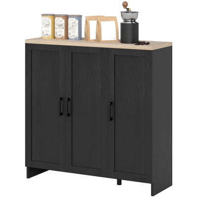HOMCOM Modern Sideboard Buffet Cabinet, Modern Kitchen Storage Cabinet with 3 Doors Adjustable Shelves, for Dining Room, Black