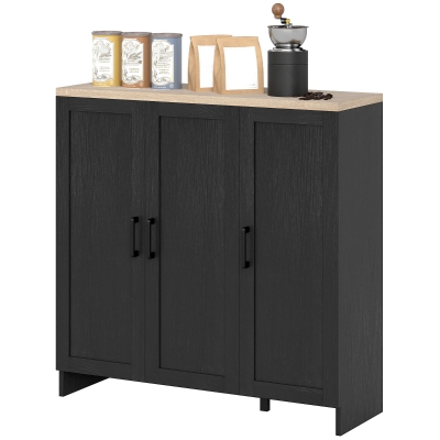 HOMCOM Modern Sideboard Buffet Cabinet, Modern Kitchen Storage Cabinet with 3 Doors Adjustable Shelves, for Dining Room, Black