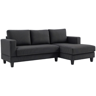 HOMCOM L Shaped Couch, L Shape Sofa with Chaise Lounge and Spring Cushion for Living Room, Bedroom, Grey