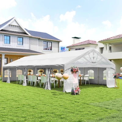 Outsunny 19.5' x 39' Heavy-Duty Party Tent, White Canopy