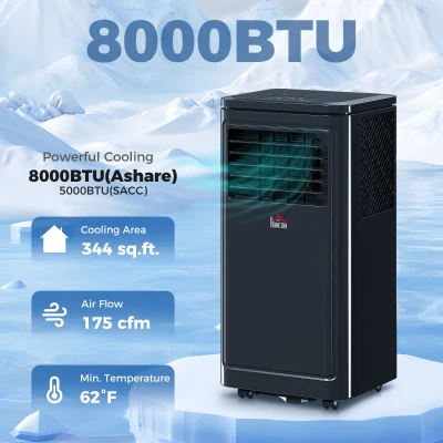 HOMCOM 8,000 BTU Portable Air Conditioner with Remote, Black
