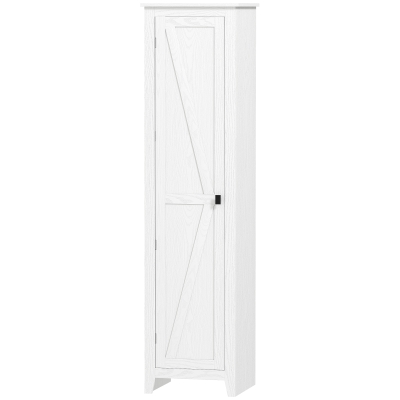 HOMCOM 67" Farmhouse Kitchen Pantry Storage Cabinet with Barn Door, Kitchen Pantry Cabinet with Adjustable Shelves, White