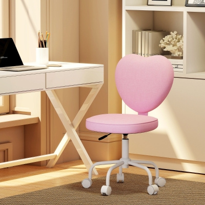 HOMCOM Heart Love Shaped Back Design Office Chair with Adjustable Height, Pink