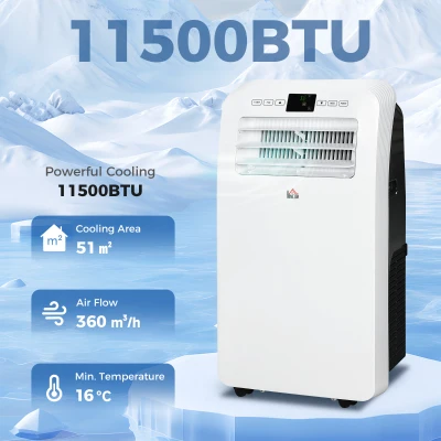 HOMCOM 12000 BTU Mobile Air Conditioner w/ Dehumidifier, Window Kit