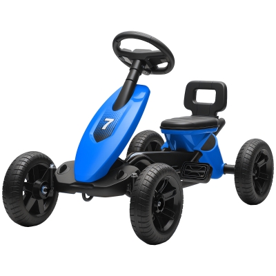 Qaba Pedal Go Kart for Kids 2-5 Years Old with Silent EVA Wheels, Metal Frame, Blue