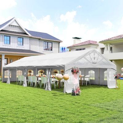 Outsunny Heavy Duty Party Tent, 20' x 40' Large Sun Shade Canopy Tent for Parties, Wedding, Events, BBQ Grill, White