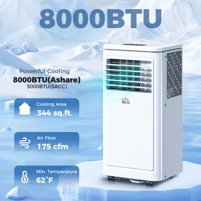 HOMCOM 8,000 BTU Portable Air Conditioner with Remote, White