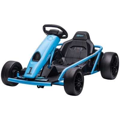 Aosom 24V Electric Go Kart for Kids, Drift Ride-On Racing Go Kart with 2 Speeds, for Boys Girls Aged 8-12 Years Old, Blue(m-11)