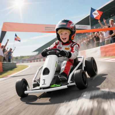 Aosom 24V Electric Go Kart, Drift Ride-On for Kids 8-12, White