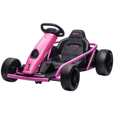 Aosom 24V Electric Go Kart, Drift Ride-On for Kids, Pink