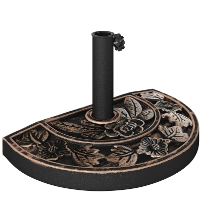 Outsunny 20 lbs Half Round Patio Umbrella Base 20" Outdoor Decorative Resin Parasol Stand Holder For Φ1.5", Φ1.9" Pole, Bronze