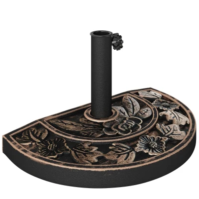 Outsunny 20 lbs Half Round Patio Umbrella Base 20" Outdoor Decorative Resin Parasol Stand Holder For Φ1.5", Φ1.9" Pole, Bronze