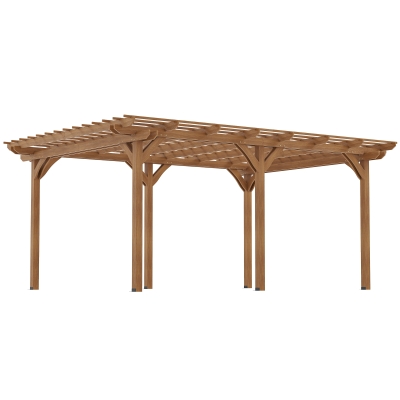 Outsunny 12' x 16' Wood Pergola, Outdoor Garden Trellis, Brown
