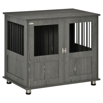 PawHut Wooden Dog Crate End Table, Small Pet Kennel