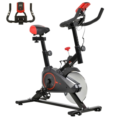 Soozier Upright Exercise Bike Indoor Bicycle Cardio Workout Cycling Machine Fitness Equipment for Home Gym w/ Adjustable Resistance Flywheel LCD Monitor