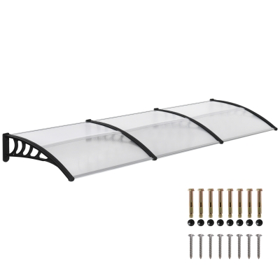 Outsunny Awning Door Canopy, 119.3" x 37.8", Polycarbonate Front Door Outdoor Patio Cover for UV Protection, Clear
