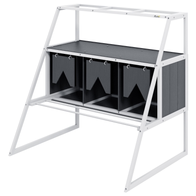 PawHut 3 Compartments Nesting Boxes for Chickens with Privacy Curtains, Standing Perches, Up to 6-12 Hens