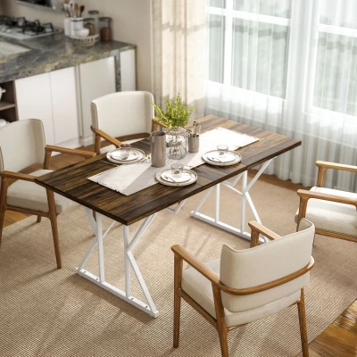 Expandable Dining Table 47.2" W x 31.5" D x 29.5" H Distressed Brown