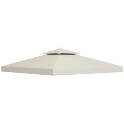 Outsunny 10' x 10' Square 2-Tier Gazebo Canopy Replacement Top Cover Outdoor Garden Sun Shade, Cream White