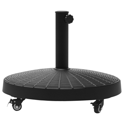 Outsunny 20.5" Round Parasol Base Resin Patio Umbrella Base Garden Parasol Holder Outdoor Offset Weight Stand with Wheels Black