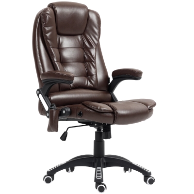 Vinsetto Reclining Massage Office Chair, Executive Office Chair with High Back, Swivel Wheels, Dark Brown
