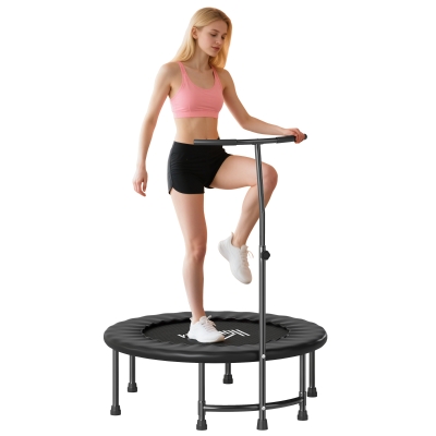 Soozier 39" Mini Exercise Trampoline Indoor Fitness Rebounder w/ Adjustable T-Bar Black