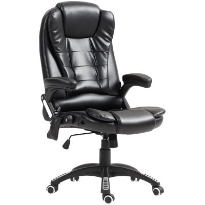 Vinsetto Reclining Massage Office Chair, Executive Office Chair with High Back, Swivel Wheels, Black
