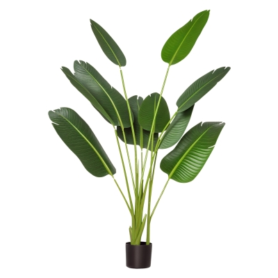HOMCOM 5FT Artificial Banana Tree Faux Decorative Plant in Nursery Pot for Indoor Outdoor Décor