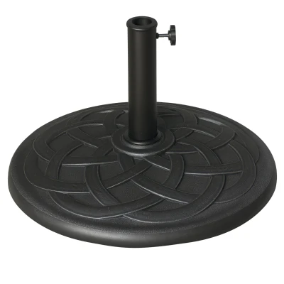 Outsunny 42 lbs Market Umbrella Base Holder 22" Decorative Resin Round Parasol Stand for Patio, Outdoor, Backyard, Bronze