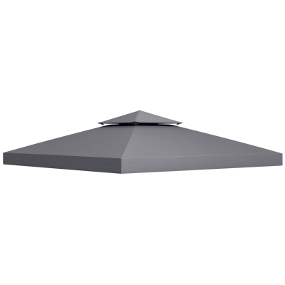 Outsunny 10' x 10' Square 2-Tier Gazebo Canopy Replacement Top Cover Outdoor Garden Sun Shade, Dark Grey