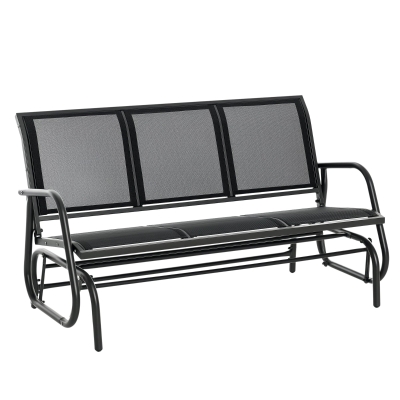 Outsunny 3-Seat Outdoor Glider Chair, Patio Rocking Chair, Steel Frame, Sling Fabric Seat for Garden, Backyard, Lawn, Black