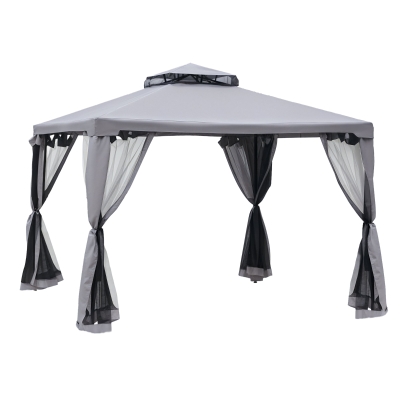 Outsunny 9.6' x 9.6' Patio Gazebo, Outdoor Canopy, Gray