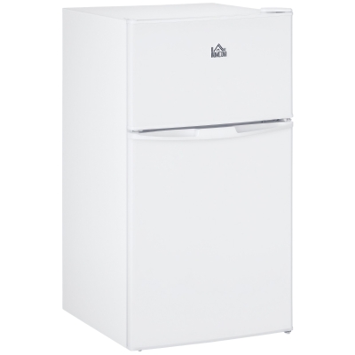 HOMCOM 3.2 Cu.Ft Mini Fridge with Freezer, Double Door, White
