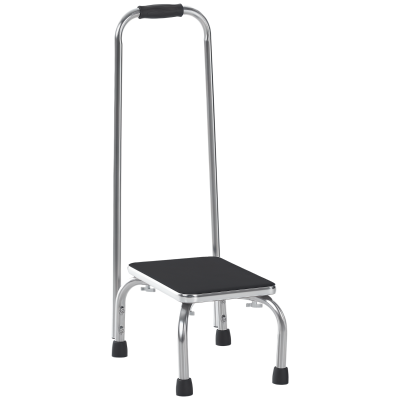 HOMCOM Step Stool with Handle for Adults and Seniors, Heavy Duty Metal Foot Step Stool for Elderly, Portable Stool with Anti-slip Design