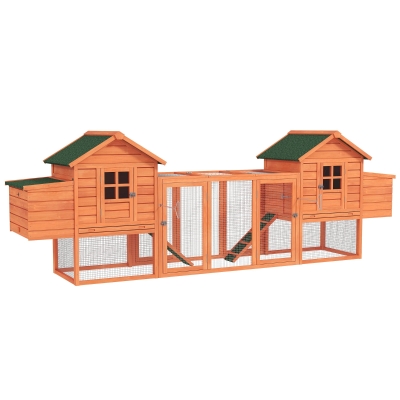 PawHut 123" Extra Large Chicken Coop Wooden Poultry House Rabbit Hutch Hen Backyard with Outdoor Run Ramps and Nesting Boxes