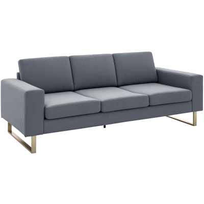 HOMCOM 3 Seater Sofa, Linen Upholstered Cozy Padded Couch with Steel Leg, Backrest and Wide Armrest, for Living room, Bedroom, Grey