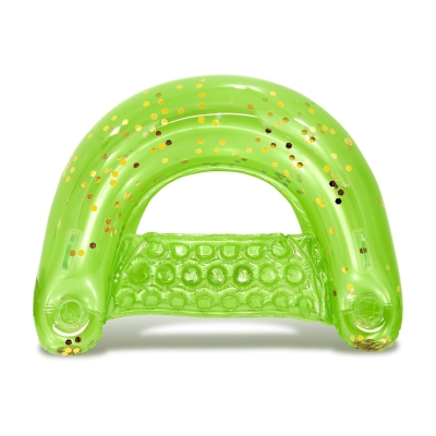 Inflatable Water Floating Chair with Built-in Cup Holders and Handles, Green+Gold