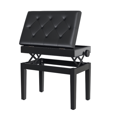 HOMCOM Adjustable Piano Bench with Storage and Soft PU Leather Padded, with Enough Music Storage Design, Black