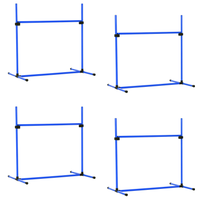 PawHut Set of 4 Dog Agility Training Equipment Adjustable Jump Bar Pet Exercise Kit with Carrying Bag (Blue)