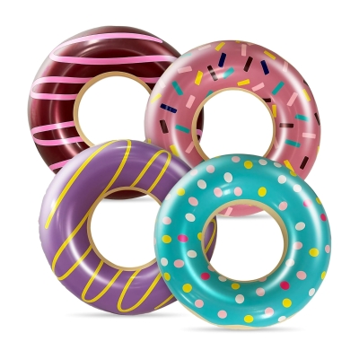 4-Pack Donut Pool Floats for Kids and Adults, Multicolor