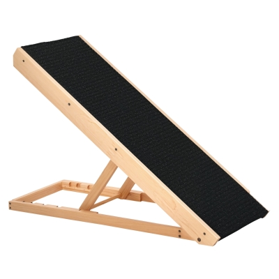 PawHut Dog Ramp Foldable Pet Ramp for Bed Couch, Height Adjustable, for Cats Large Dogs with Non Slip Carpeted Surface